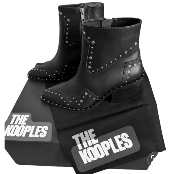 The Kooples Santiago Studded Black Boots Size 41 US Size 10 - Picture 2 of 16
